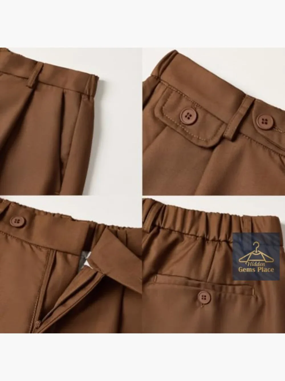 Men's Baggy Dress Pants Zipper Fly Pleated Wide Leg Trousers with Pockets